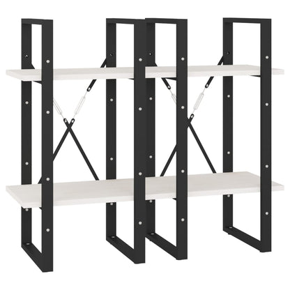 Bokhylle Svart Hvit 4 nivåer 40x30x140 cm heltre furu