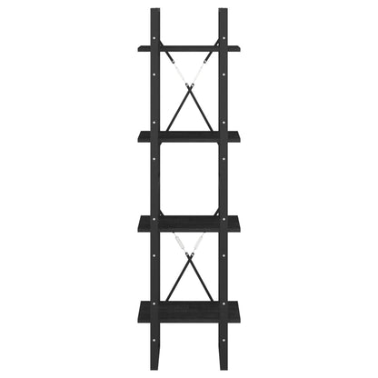 Bokhylle Svart 4 nivåer 40x30x140 cm heltre furu