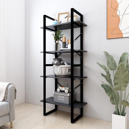 Bokhylle Grå 4 nivåer 60x30x140 cm