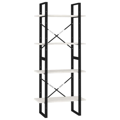 Bokhylle Hvit 4 nivåer 60x30x140 cm heltre furu