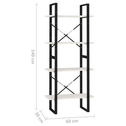 Bokhylle Hvit 4 nivåer 60x30x140 cm heltre furu