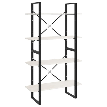 Bokhylle Svart Hvit 4 nivåer 80x30x140 cm heltre furu
