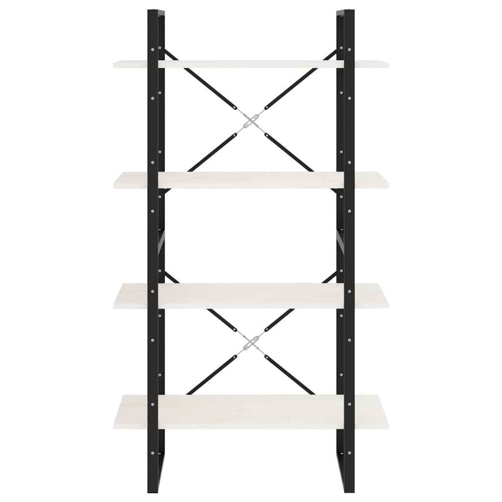 Bokhylle Svart Hvit 4 nivåer 80x30x140 cm heltre furu