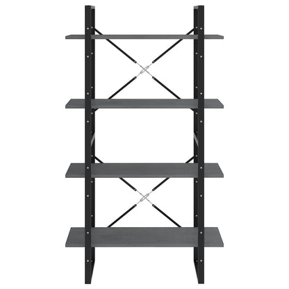 Bokhylle Grå 4 nivåer 80x30x140 cm heltre furu