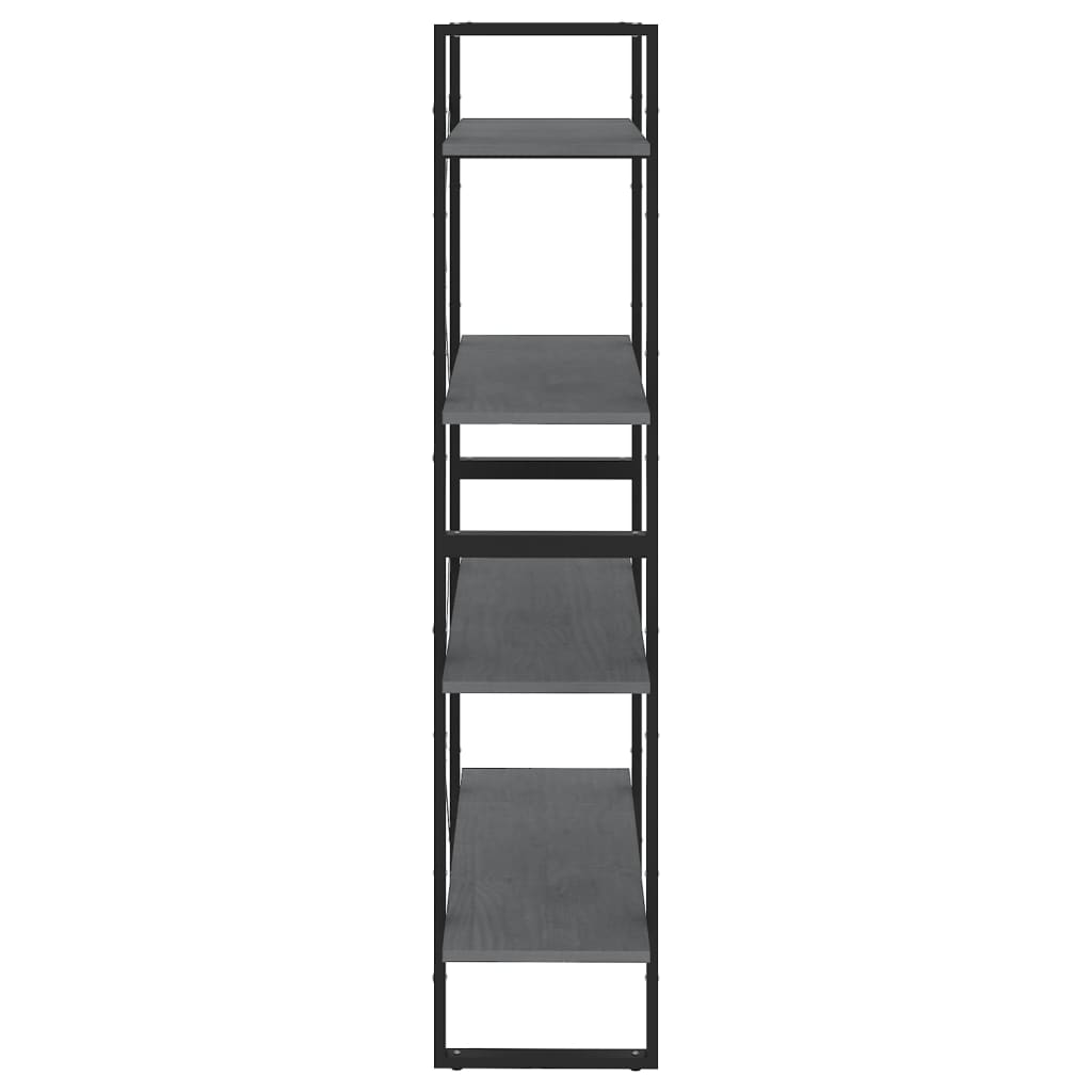Bokhylle Grå 4 nivåer 80x30x140 cm heltre furu