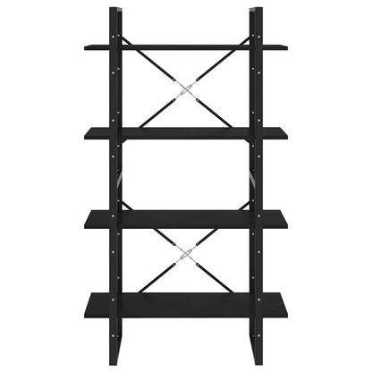 Bokhylle Svart 4 nivåer 80x30x140 cm heltre furu