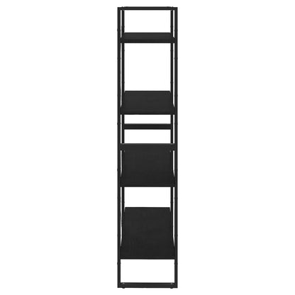 Bokhylle Svart 4 nivåer 80x30x140 cm heltre furu