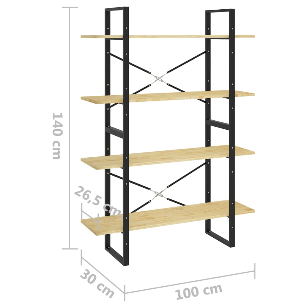 Bokhylle Tre 4 nivåer 100x30x140 cm heltre furu
