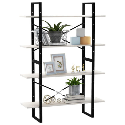 Bokhylle Svart Hvit 4 nivåer 100x30x140 cm heltre furu