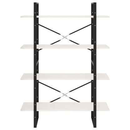 Bokhylle Svart Hvit 4 nivåer 100x30x140 cm heltre furu