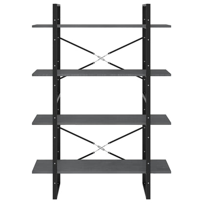 Bokhylle Grå 4 nivåer 100x30x140 cm heltre furu
