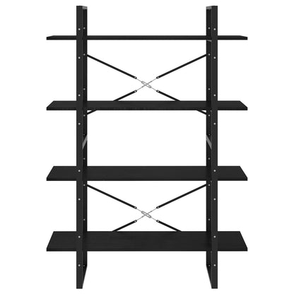 Bokhylle Svart 4 nivåer 100x30x140 cm heltre furu