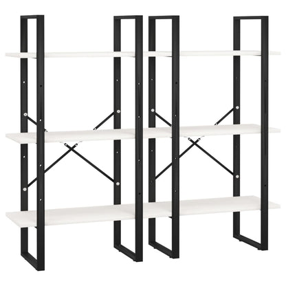 Bokhylle Svart Hvit 60x30x210 cm heltre furu
