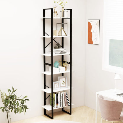 Bokhylle Svart Hvit 60x30x210 cm heltre furu