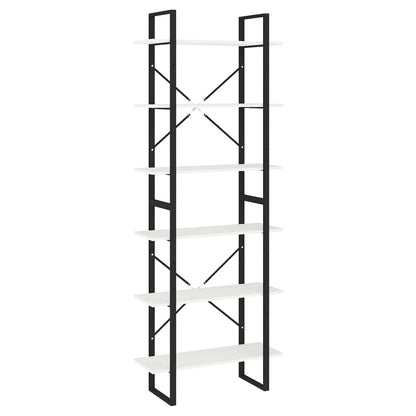 Bokhylle Svart Hvit 80x30x210 cm heltre furu