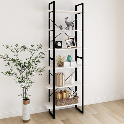Bokhylle Svart Hvit 80x30x210 cm heltre furu