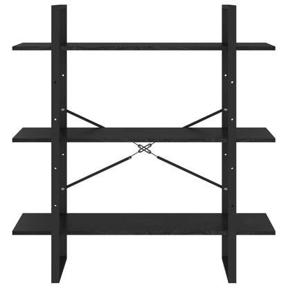 Bokhylle Svart 3 nivåer 100x30x105 cm heltre furu
