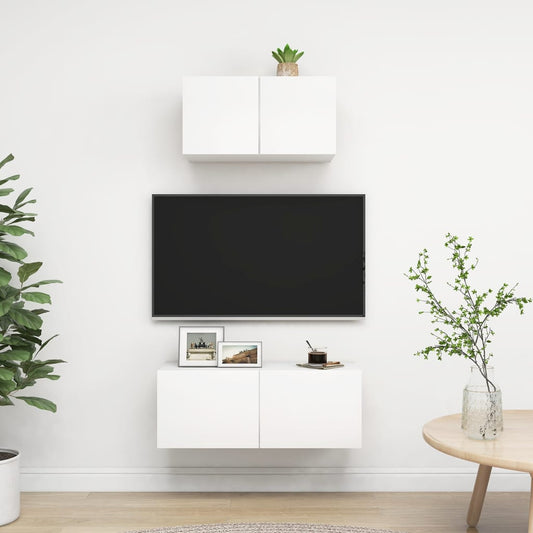 TV-Møbel Hvit TV-benksett 2 deler