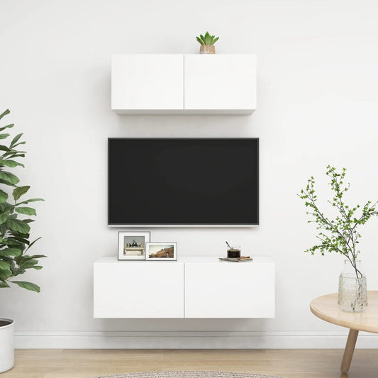 TV-Møbel Hvit TV-benksett 2 deler