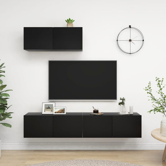 TV-Møbel Svart Tv-benker 3 stk
