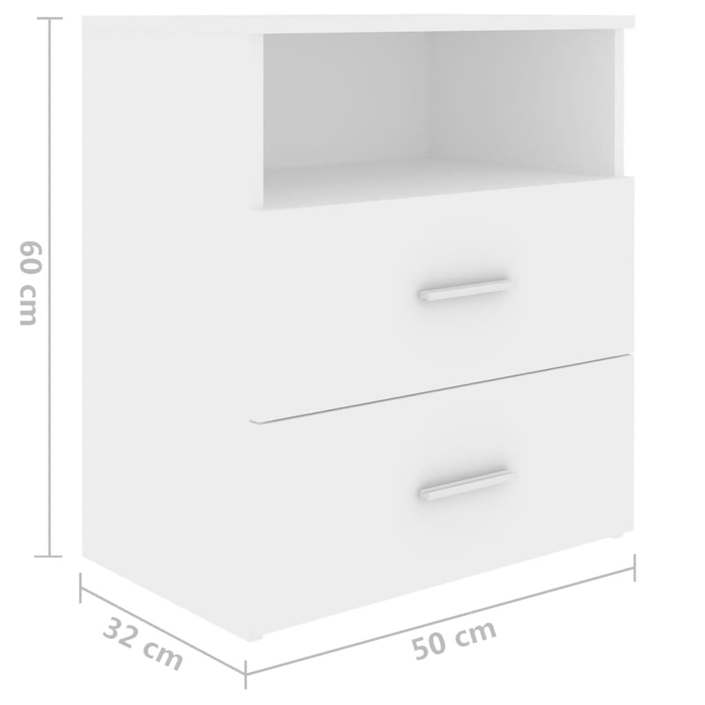 Nattbord Sengbord Hvit 50x32x60 cm