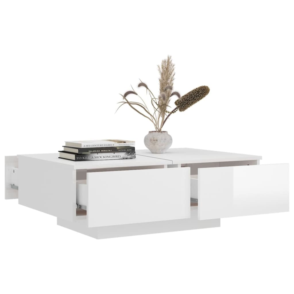 Salongbord Sofabord Høyglans Hvit 90x60x31 cm