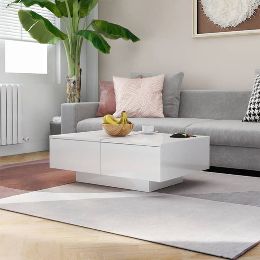 Salongbord Sofabord Høyglans Hvit 90x60x31 cm