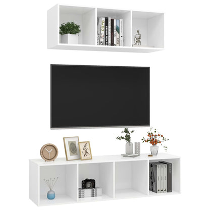 TV-Møbel Hvit TV-benk 2 deler
