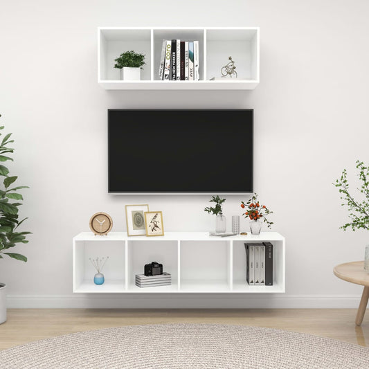 TV-Møbel Hvit TV-benk 2 deler