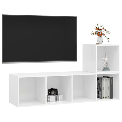 TV-Møbel Hvit TV-benk 2 deler