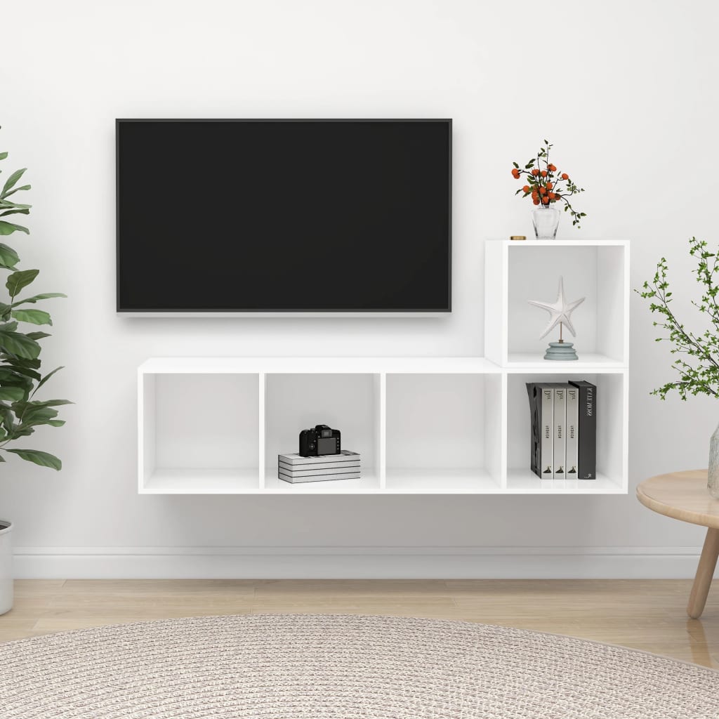 TV-Møbel Hvit TV-benk 2 deler