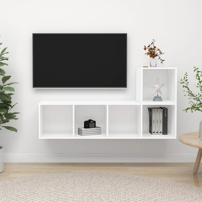 TV-Møbel Hvit TV-benk 2 deler
