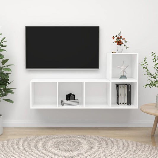 TV-Møbel Hvit TV-benk 2 deler