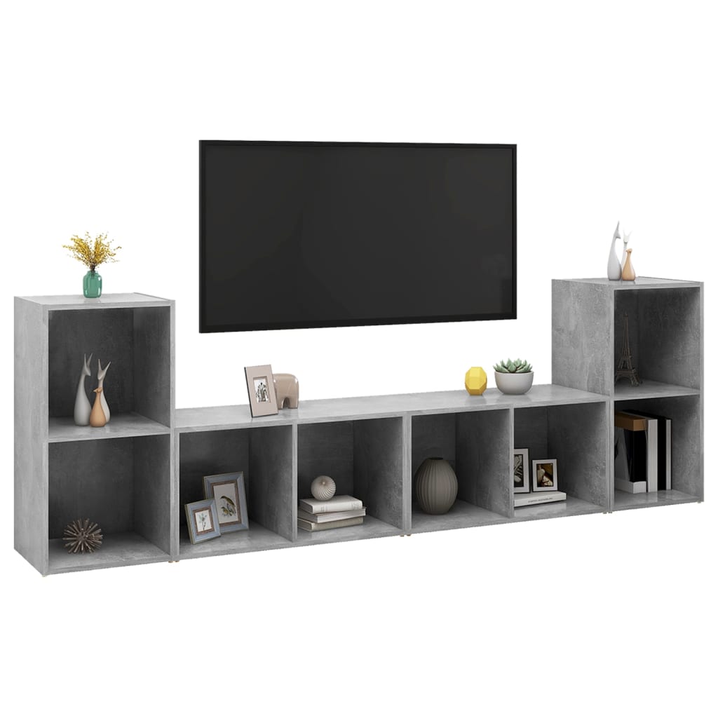 TV-benker 4 stk betonggrå 72x35x36,5 cm konstruert tre