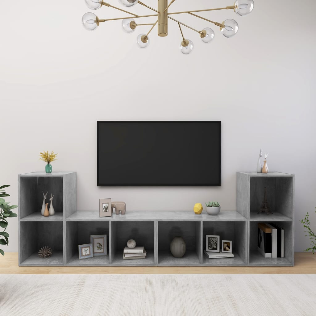 TV-benker 4 stk betonggrå 72x35x36,5 cm konstruert tre