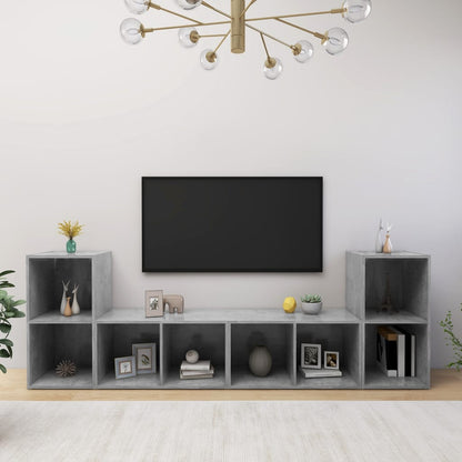 TV-benker 4 stk betonggrå 72x35x36,5 cm konstruert tre