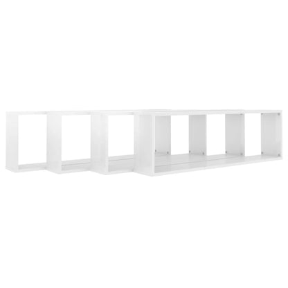 Vegghylle Høyglans Hvit kube 4 stk 100x15x30 cm