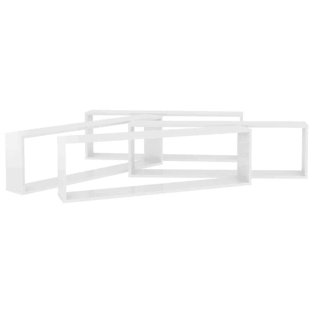 Vegghylle Høyglans Hvit kube 4 stk 100x15x30 cm