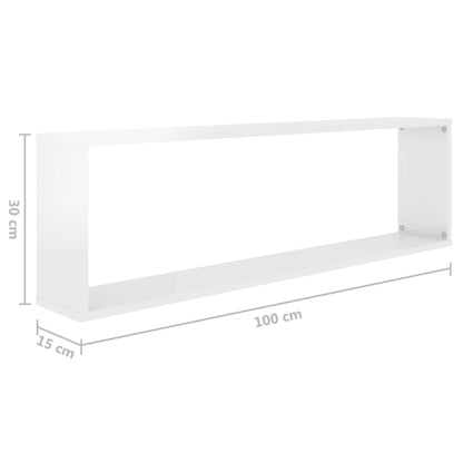 Vegghylle Høyglans Hvit kube 4 stk 100x15x30 cm