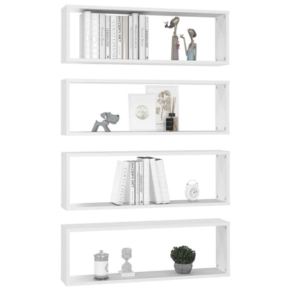 Vegghylle Hvit kubeformet 4 stk 80x15x26,5 cm