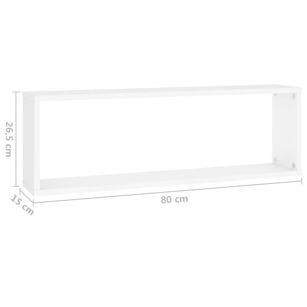 Vegghylle Hvit kubeformet 4 stk 80x15x26,5 cm
