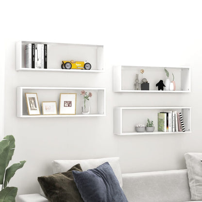 Vegghylle Hvit kubeformet 4 stk 80x15x26,5 cm
