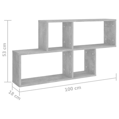 Vegghylle betonggrå 100x18x53 cm konstruert tre