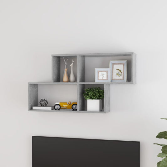Vegghylle betonggrå 100x18x53 cm konstruert tre