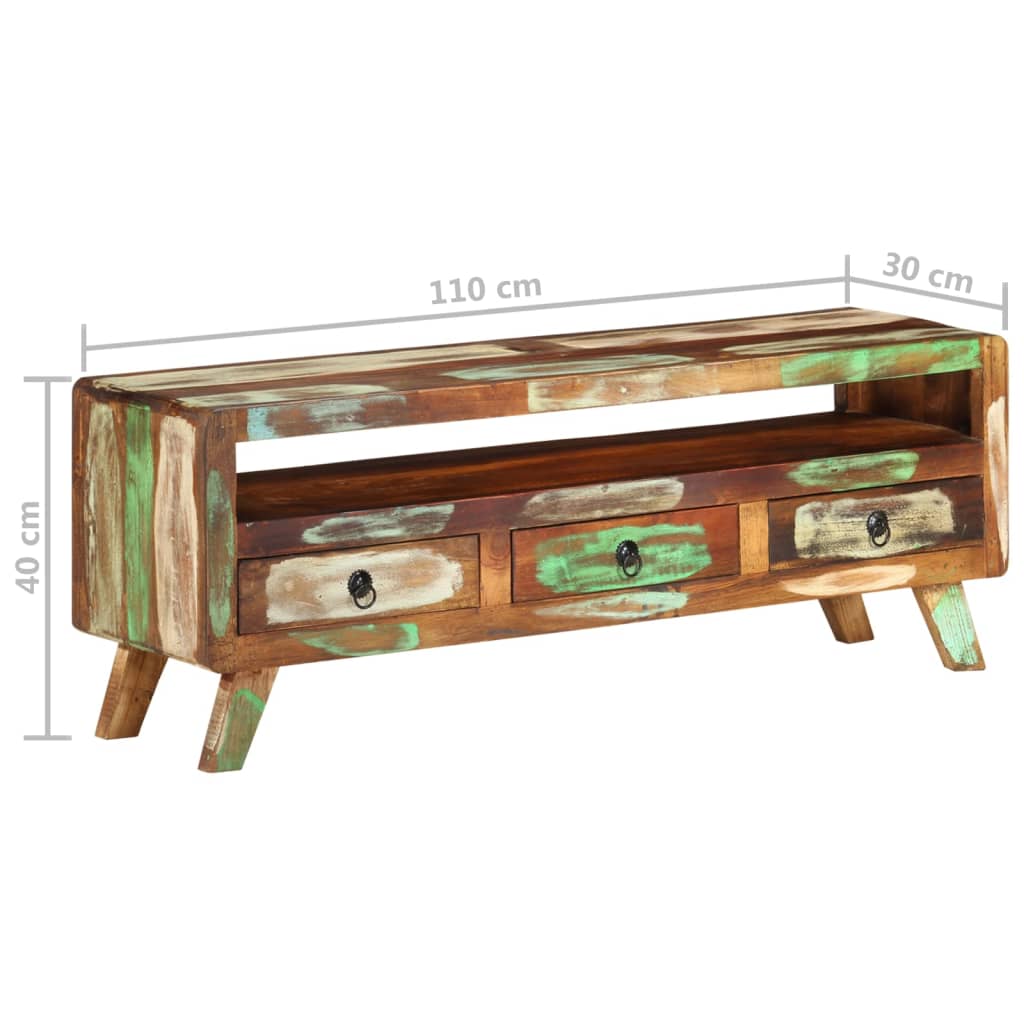 TV-Møbel Tre TV-benk gjenvunnet heltre 110x30x40 cm flerfarget