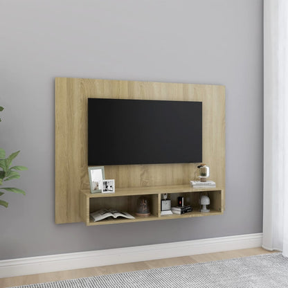 Veggmontert TV-benk sonoma eik 120x23,5x90 cm konstruert tre