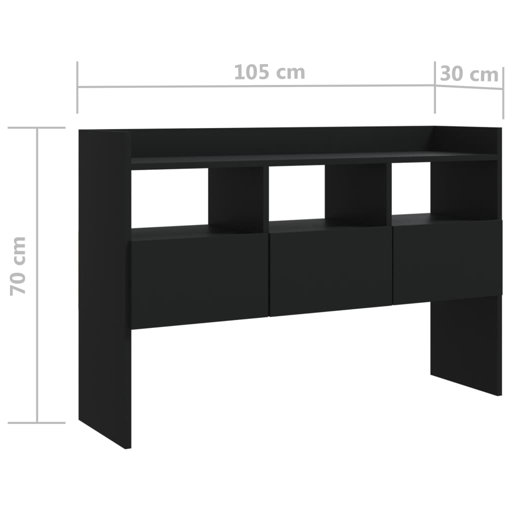 Skjenk Svart 105x30x70 cm