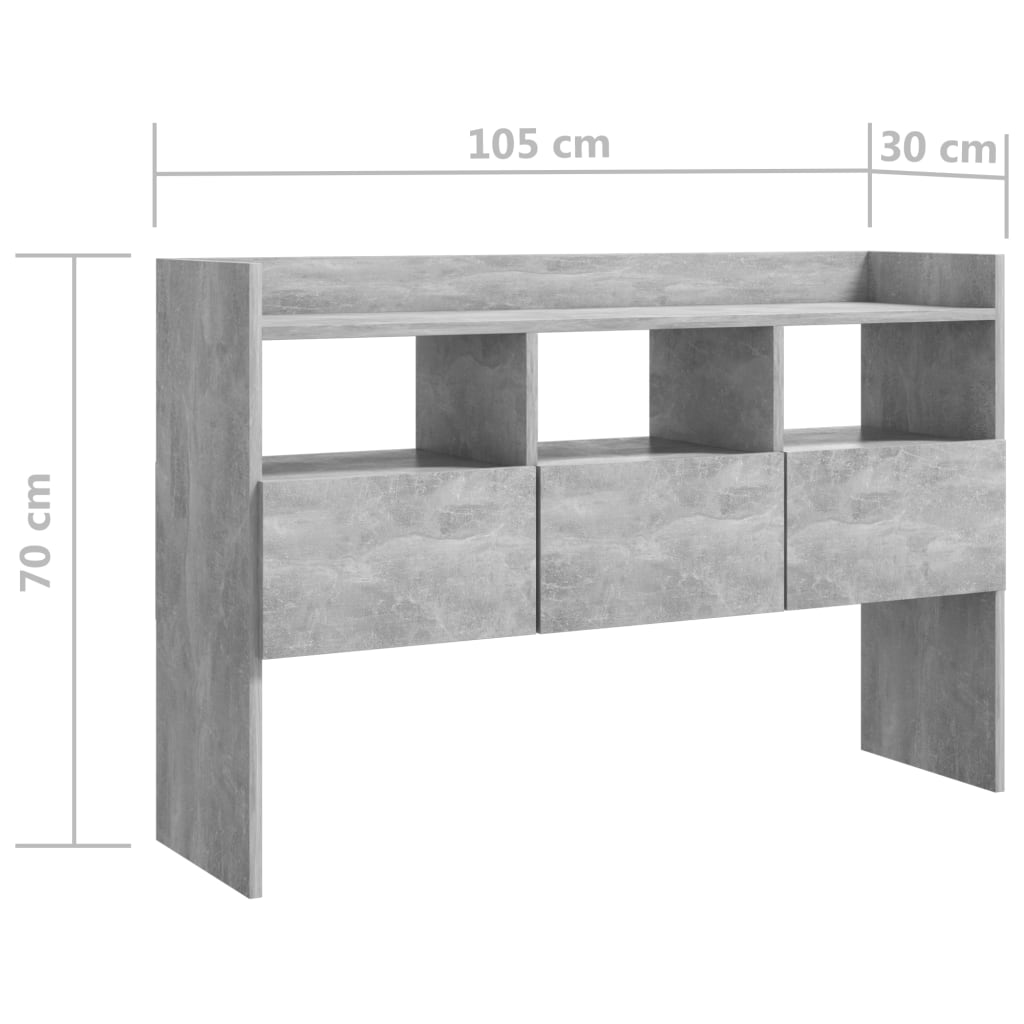 Kommode Betonggrå 105x30x70 cm