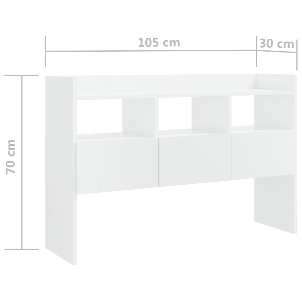 Skjenk Høyglans Hvit 105x30x70 cm