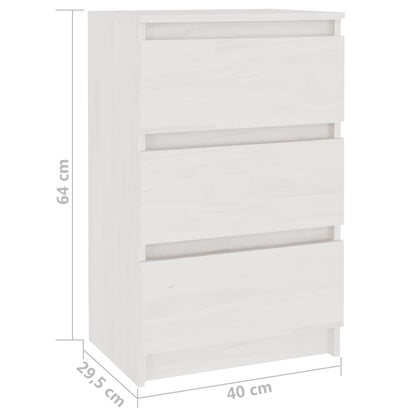 Nattbord Sengbord Hvit 40x29,5x64 cm heltre furu